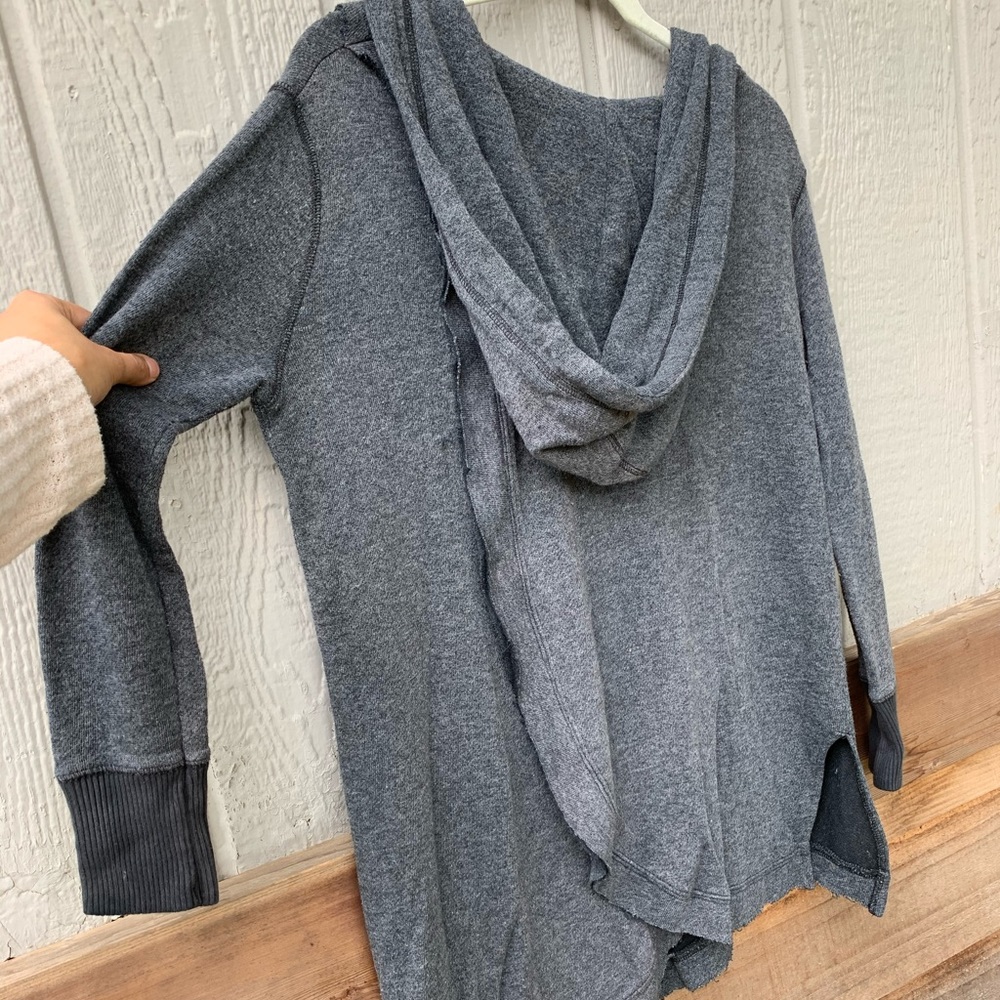 Free People charcoal gray asymmetrical layered long hoodie tunic sweatshirt - Picture 8 of 13